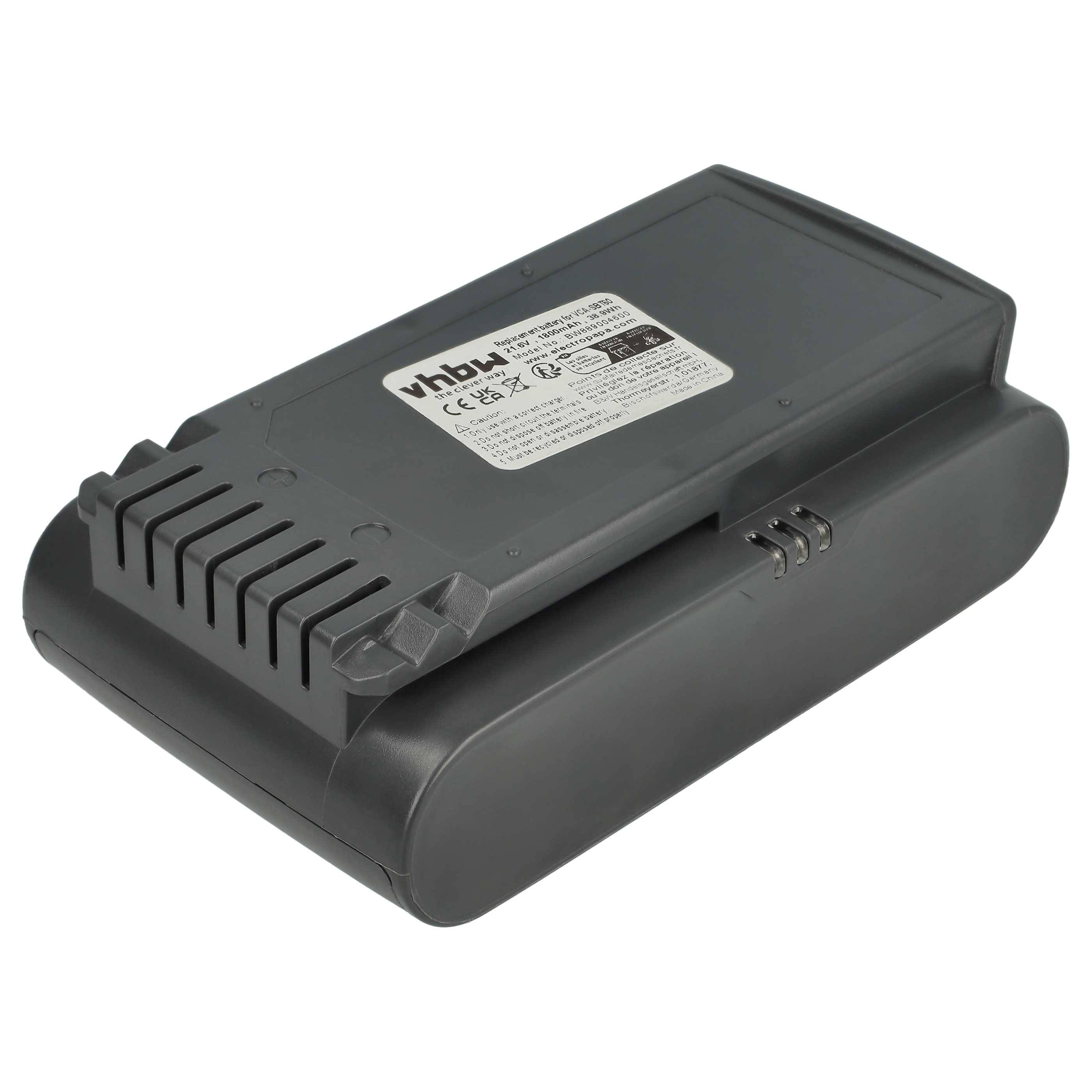 vhbw Akku kompatibel mit Samsung Jet 65, Jet 60 Turbo, VS15A6031R4, Powerstick VS6000, Jet 60 Staubsauger Schwarz (1800 mAh, 21,6 V, Li-Ion)