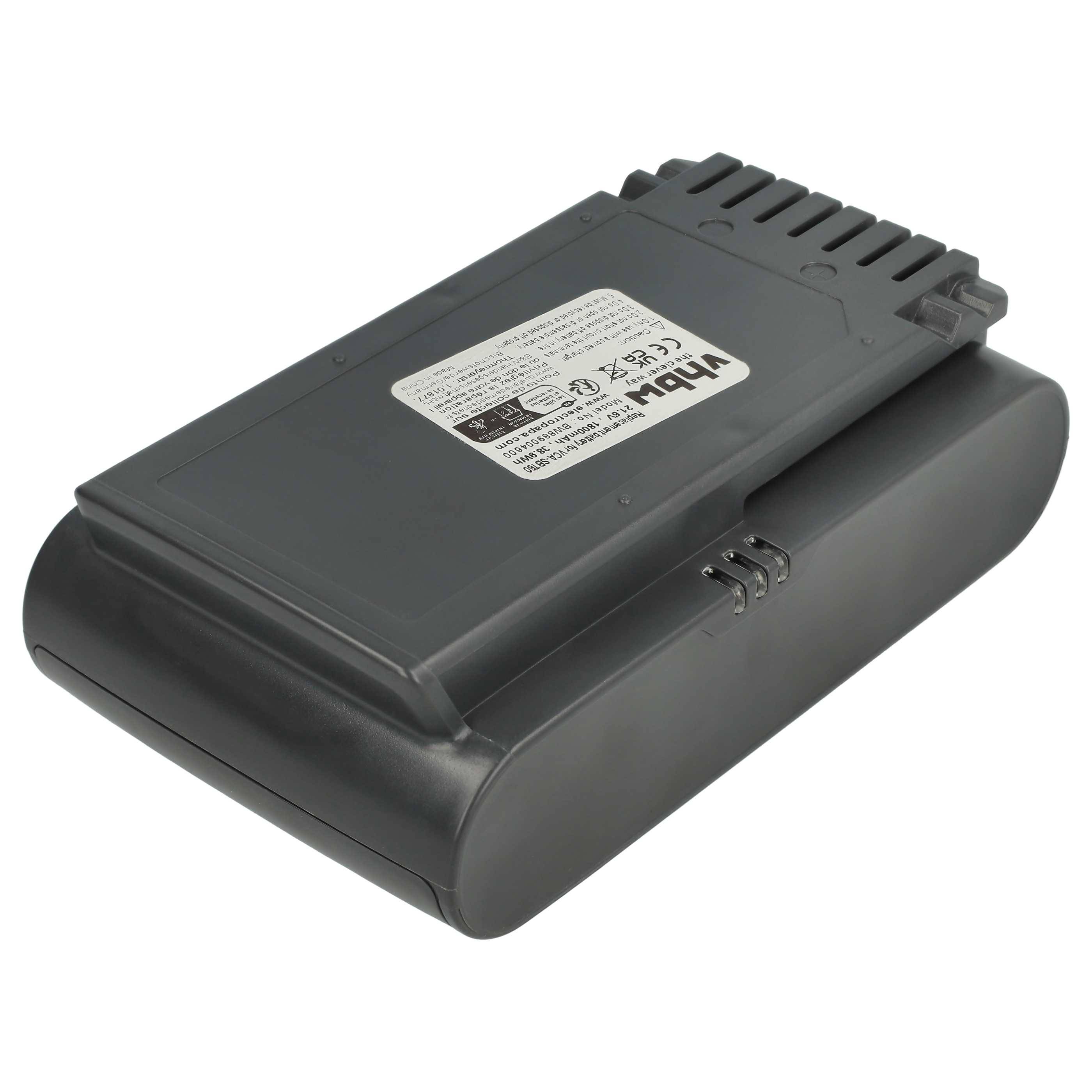 vhbw Akku kompatibel mit Samsung Jet 65, Jet 60 Turbo, VS15A6031R4, Powerstick VS6000, Jet 60 Staubsauger Schwarz (1800 mAh, 21,6 V, Li-Ion)