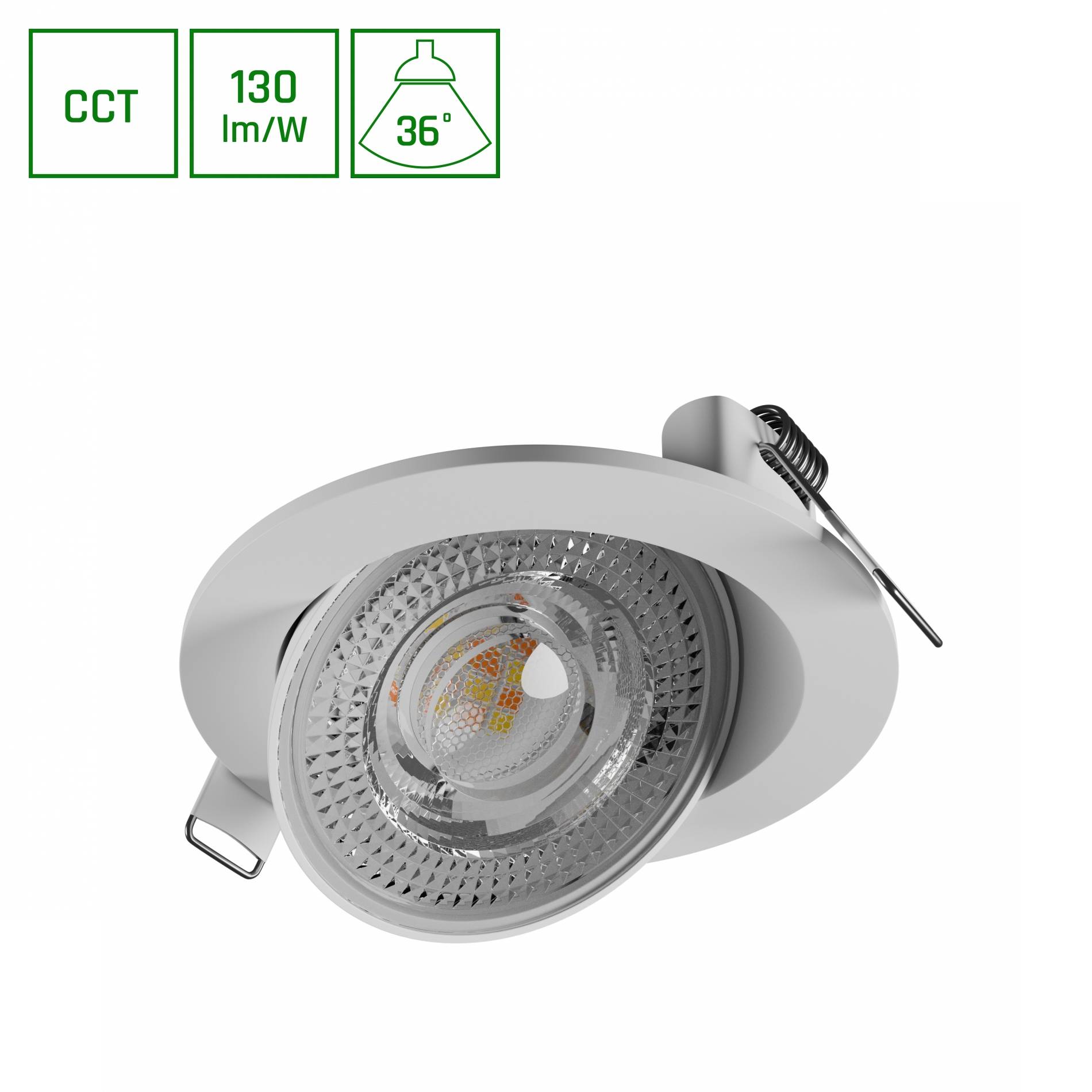 Spectrum LED MOBILO LED Einbaustrahler 6,5W rund Downlight 36° verstellbar 850lm weiß IP20 2700-6000K CCT