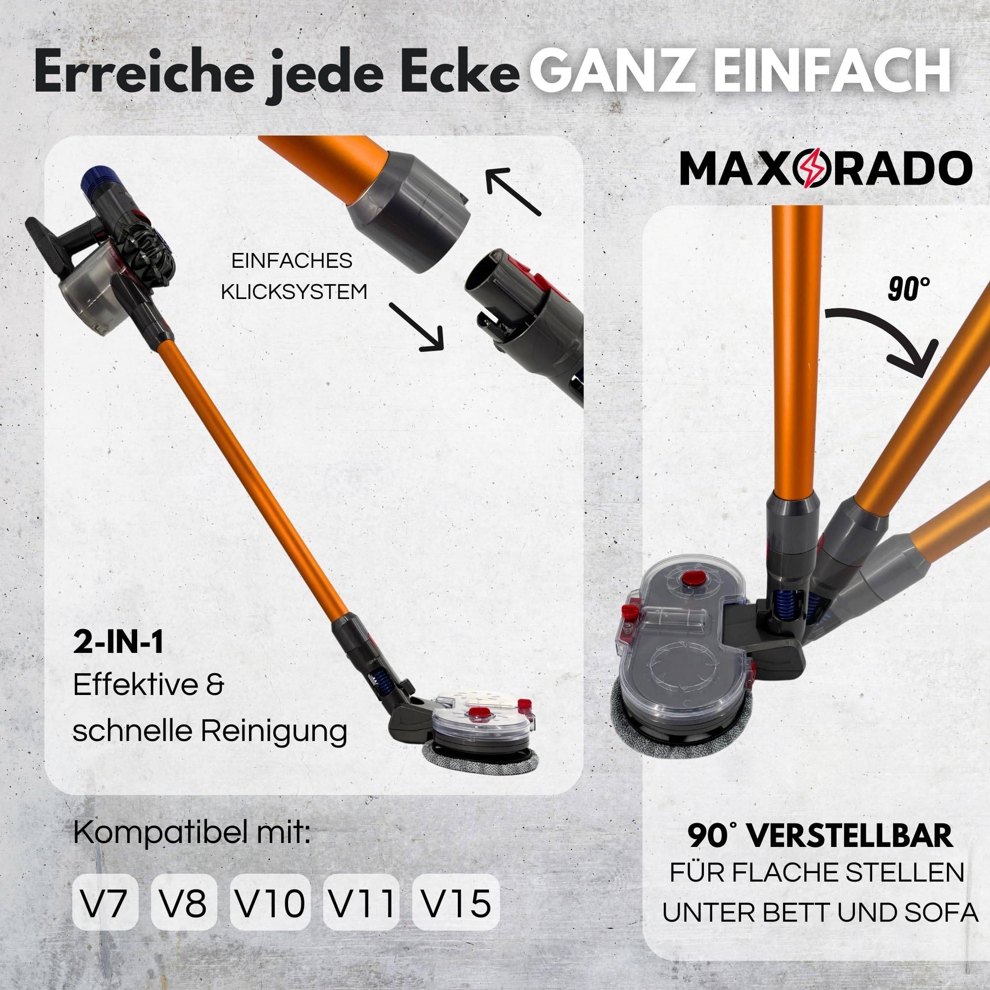 Wischdüse für Dyson Wischaufsatz Wischmopp + 10 Pads V7 V8 V10 V11 V15 Bodendüse Fuß Wischen und Saugen