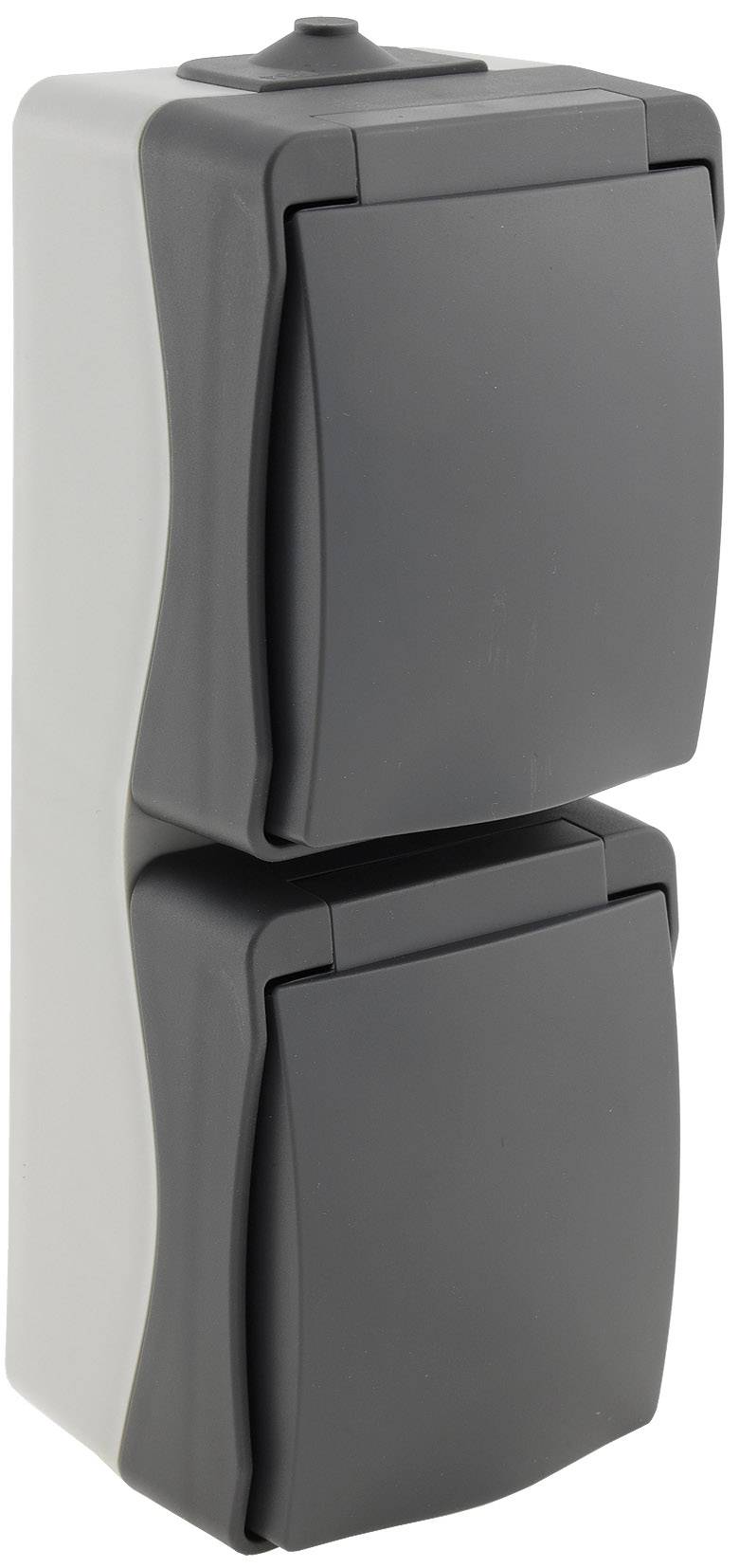 ChiliTec 23284 NUQUI Feuchtraum Doppel-Steckdose verti. IP54, Aufputz, 250V~/ 16A