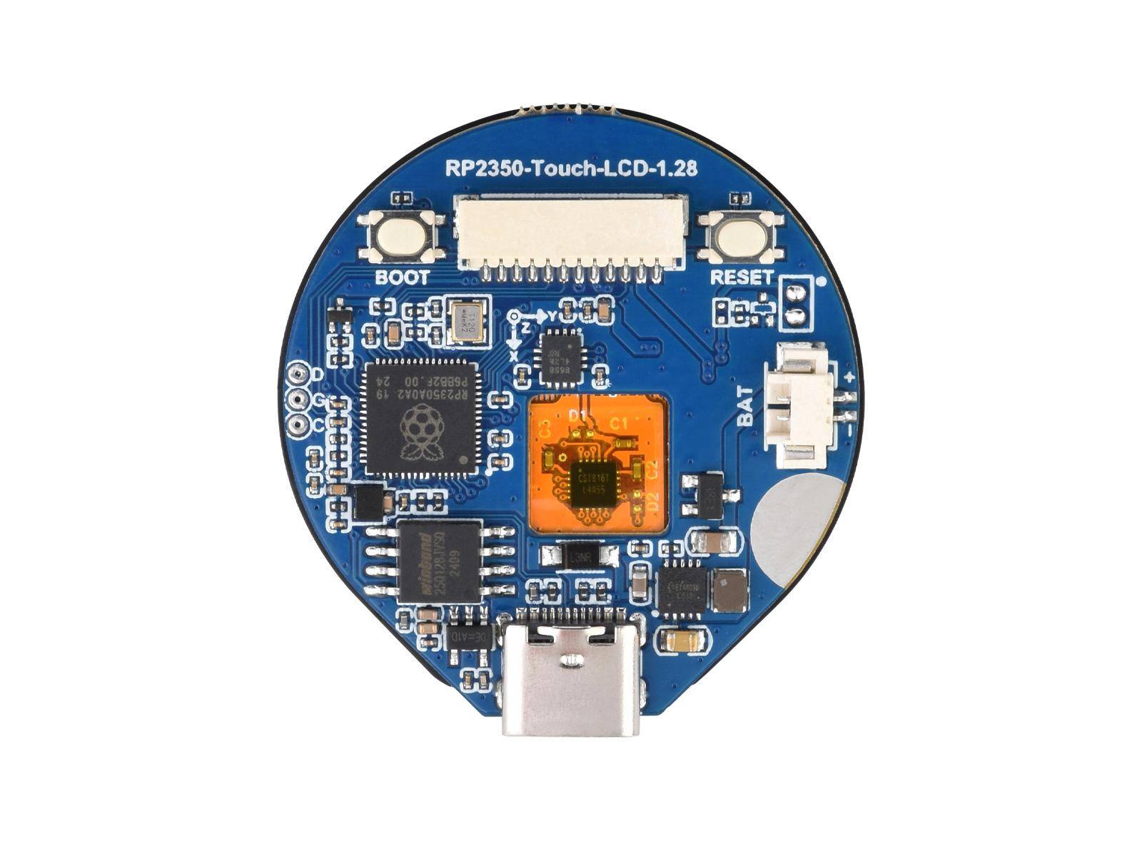 Waveshare RP2350-Touch-LCD, 1.28 Zoll Touchdisplay, Dual-Core, 6 GPIO, 16MB Flash, ohne Gehäuse