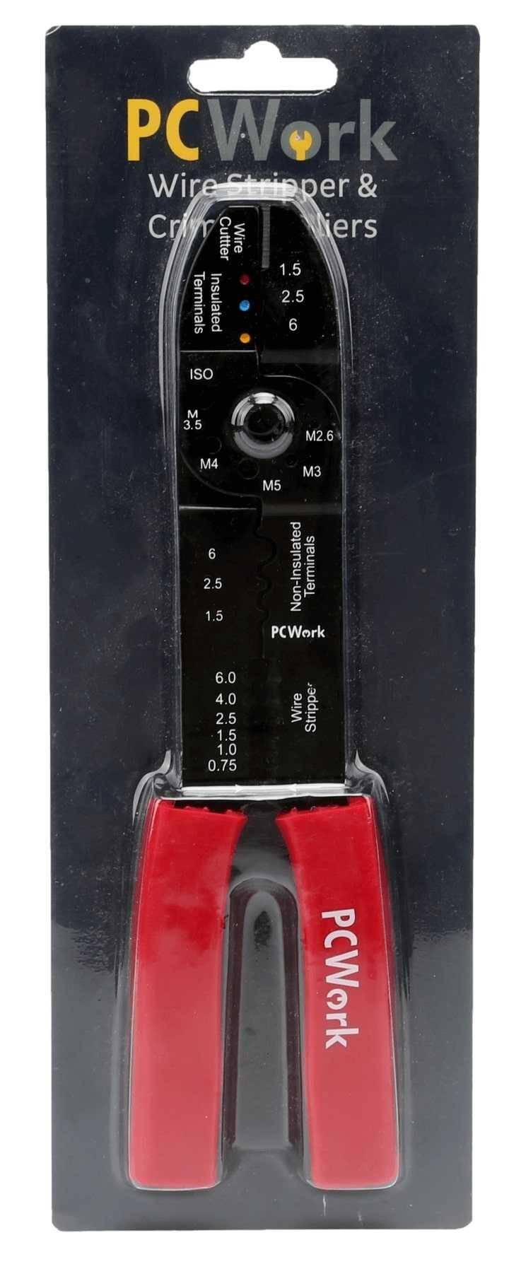 PCWork PCW04D 4in1 Crimpzange, Abisolierzange, Kabelschneider, Quetschzange, 0,75-6mm, M2,6-M5