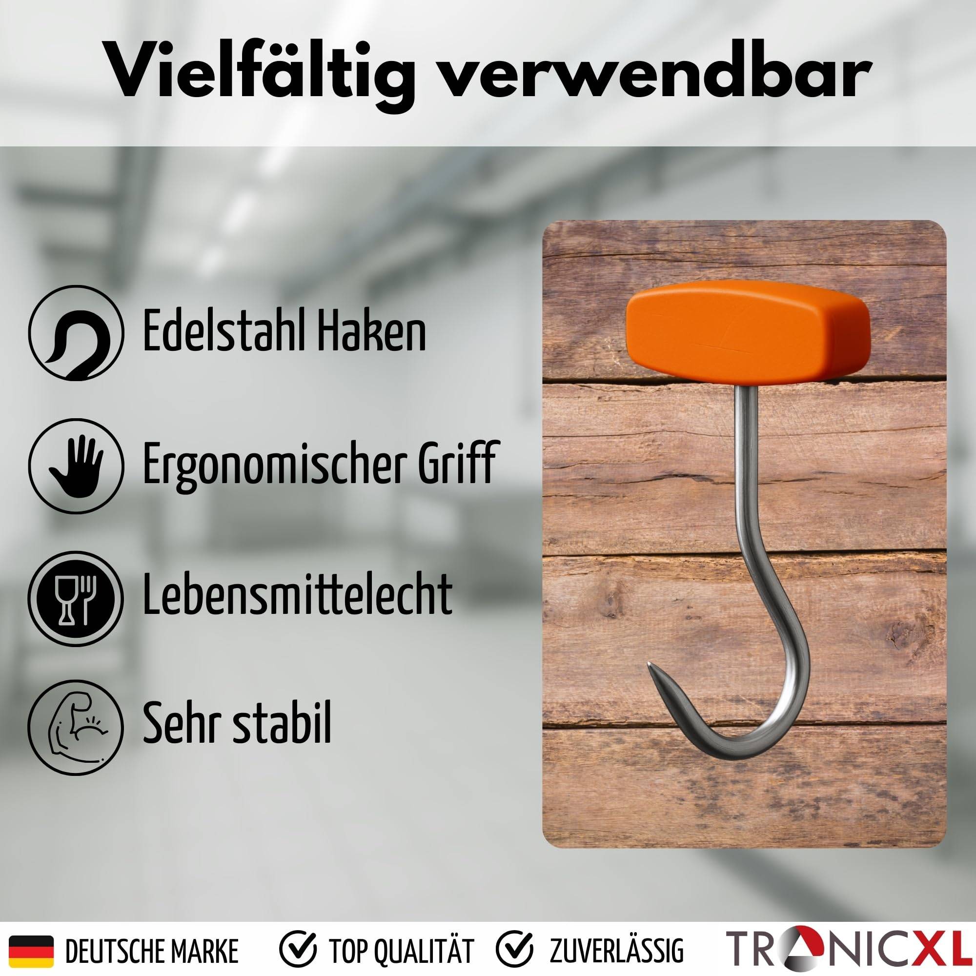 Profi Stahl Ziehhaken Kunststoffgriff Fleischhaken Wildbergehilfe