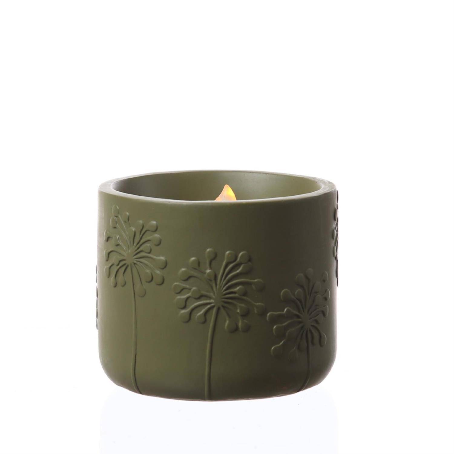 LED Solar Windlicht Pusteblume Blumenmuster Solar Kerze flackernd Sensor grün