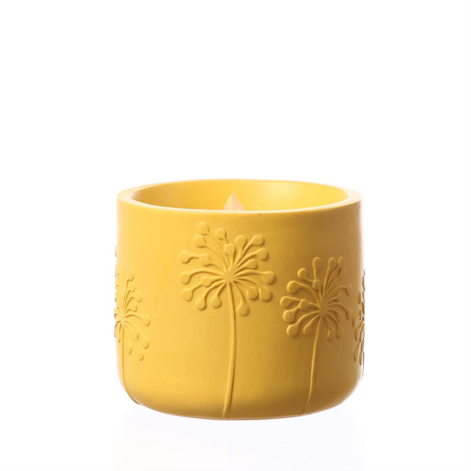 LED Solar Windlicht Pusteblume Blumenmuster Solar Kerze flackernd Sensor gelb