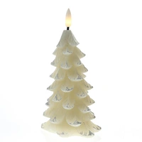 LED Kerze Tannenbaum Weihnachtsbaum Echtwachs 3D Flamme H: 16cm Timer creme LED Kerze Tannenbaum Weihnachtsbaum Echtwachs 3D Flamme H: 16cm Timer creme