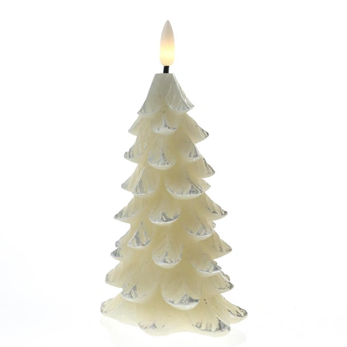 LED Kerze Tannenbaum Weihnachtsbaum Echtwachs 3D Flamme H: 16cm Timer creme LED Kerze Tannenbaum Weihnachtsbaum Echtwachs 3D Flamme H: 16cm Timer creme