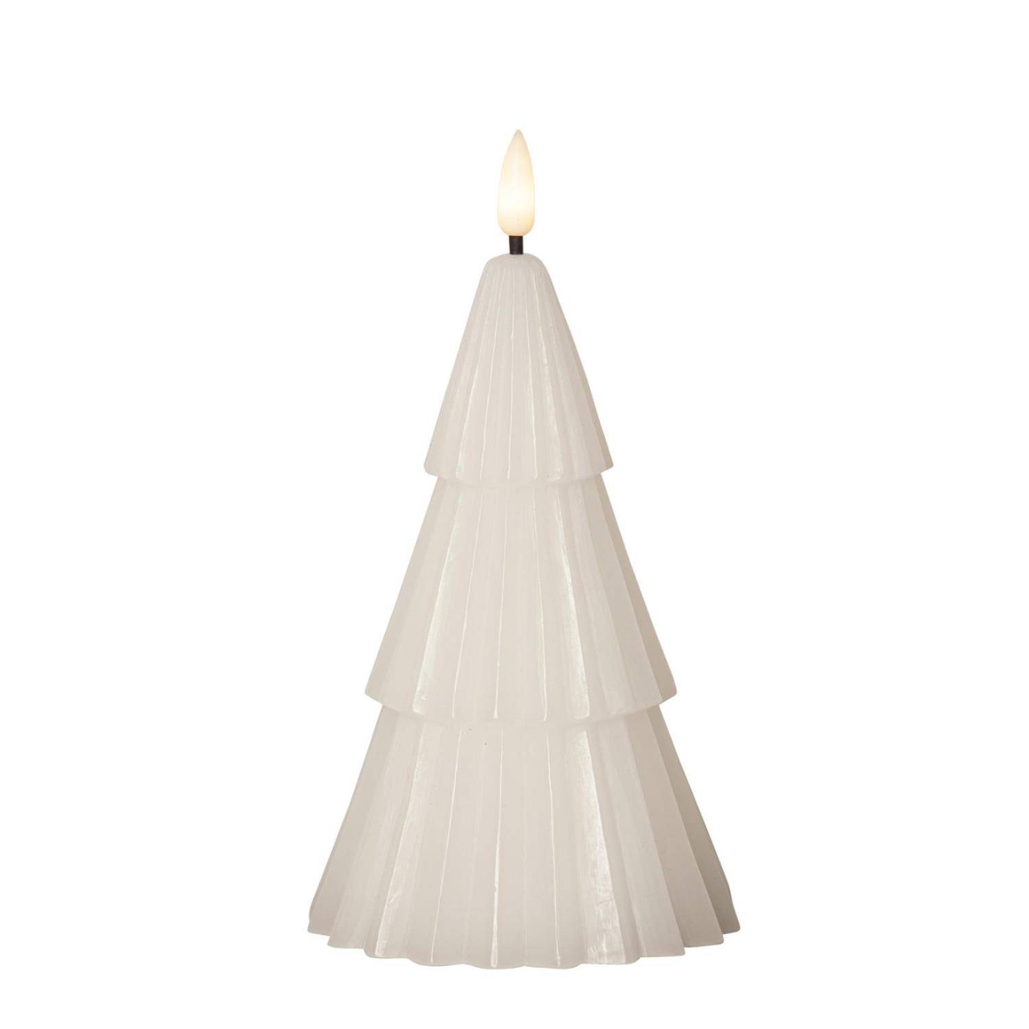LED Kerze Tannenbaum Weihnachtsbaum Echtwachs 3D Flamme H: 18cm Timer weiß
