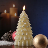 LED Kerze Tannenbaum Weihnachtsbaum Echtwachs 3D Flamme H: 20cm Timer creme LED Kerze Tannenbaum Weihnachtsbaum Echtwachs 3D Flamme H: 20cm Timer creme
