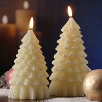 LED Kerze Tannenbaum Weihnachtsbaum Echtwachs 3D Flamme H: 20cm Timer creme LED Kerze Tannenbaum Weihnachtsbaum Echtwachs 3D Flamme H: 20cm Timer creme