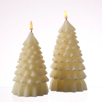 LED Kerze Tannenbaum Weihnachtsbaum Echtwachs 3D Flamme H: 20cm Timer creme LED Kerze Tannenbaum Weihnachtsbaum Echtwachs 3D Flamme H: 20cm Timer creme
