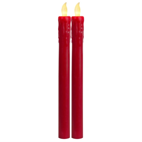 LED Stabkerzen Echtwachs flackernd Aus-/An durch Flamme H: 25cm rot 2er Set LED Stabkerzen Echtwachs flackernd Aus-/An durch Flamme H: 25cm rot 2er Set