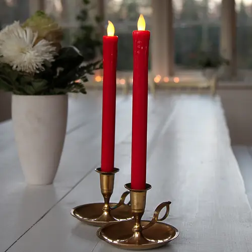 LED Stabkerzen Echtwachs flackernd Aus-/An durch Flamme H: 25cm rot 2er Set LED Stabkerzen Echtwachs flackernd Aus-/An durch Flamme H: 25cm rot 2er Set