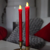 LED Stabkerzen Echtwachs flackernd Aus-/An durch Flamme H: 25cm rot 2er Set LED Stabkerzen Echtwachs flackernd Aus-/An durch Flamme H: 25cm rot 2er Set