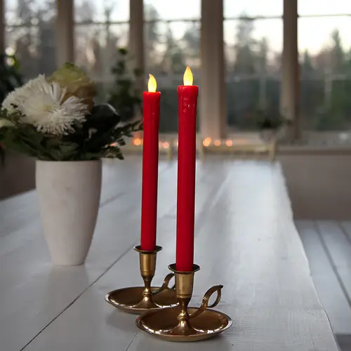 LED Stabkerzen Echtwachs flackernd Aus-/An durch Flamme H: 25cm rot 2er Set LED Stabkerzen Echtwachs flackernd Aus-/An durch Flamme H: 25cm rot 2er Set