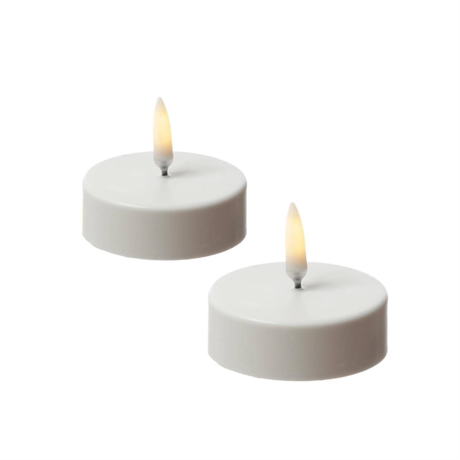 LED Maxi Teelichter XL Uyuni Piffany flackernd Timer dimmbar D: 6,1cm weiß 2St.