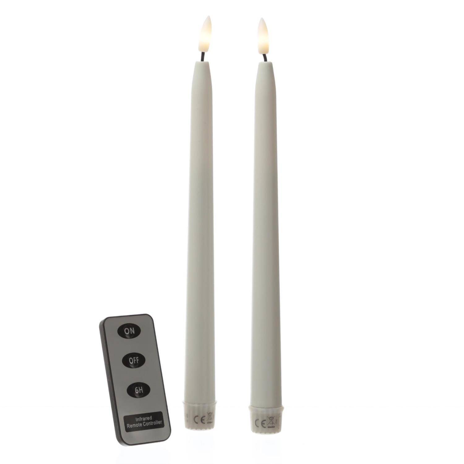 LED Stabkerzen Outdoorkerzen flackernd Timer H: 28cm weiß für Innen/Außen