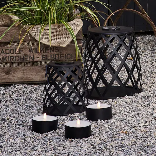 XXL LED Teelicht gelbe LED H: 7cm D: 10cm Batteriebetrieb Timer Outdoor schwarz XXL LED Teelicht gelbe LED H: 7cm D: 10cm Batteriebetrieb Timer Outdoor schwarz