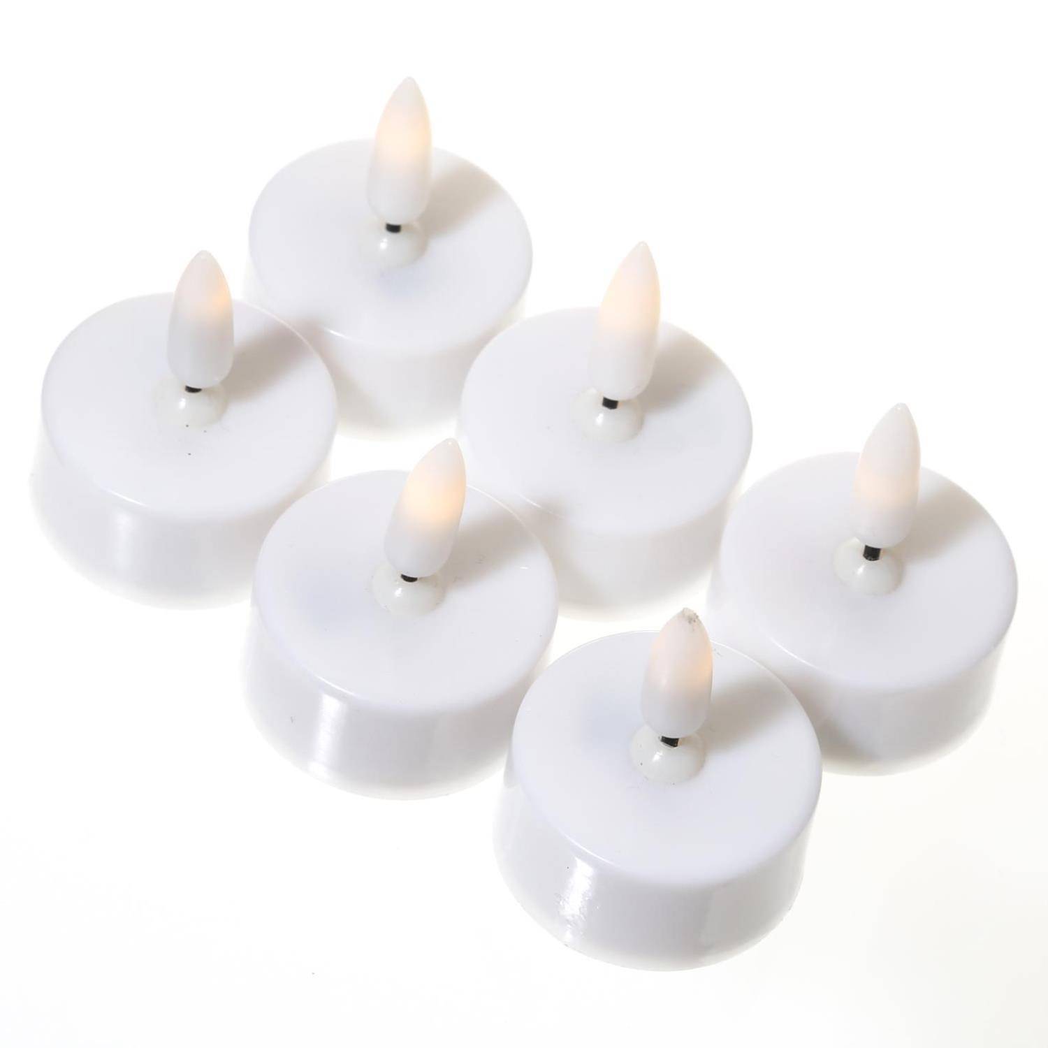 LED Teelichter flackernd 3D Flamme inkl. Batterien D: 3,8cm weiß 6 Stück