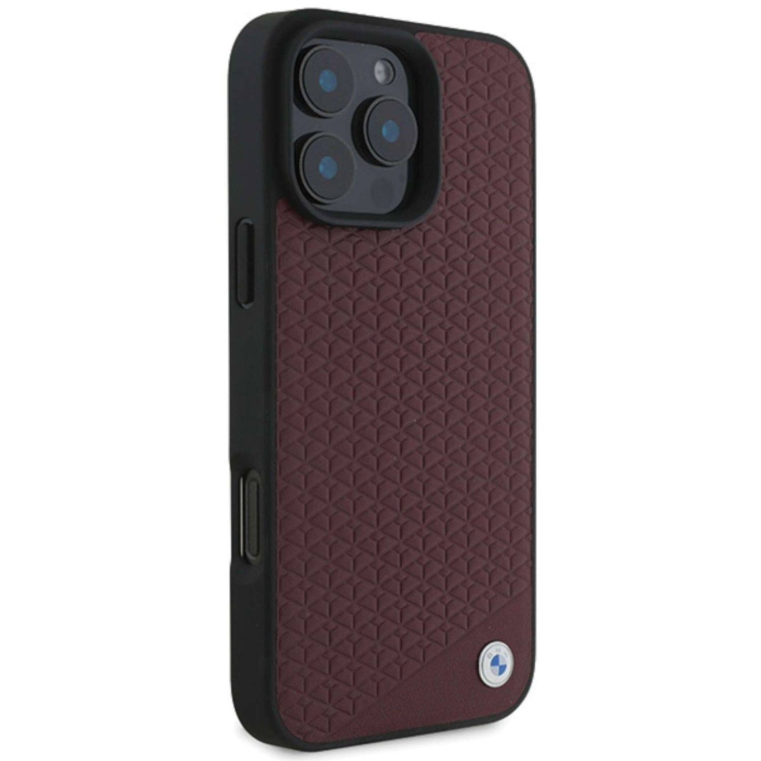 BMW Apple iPhone 16 Pro Max Leather Diamond Metal Logo MagSafe Case