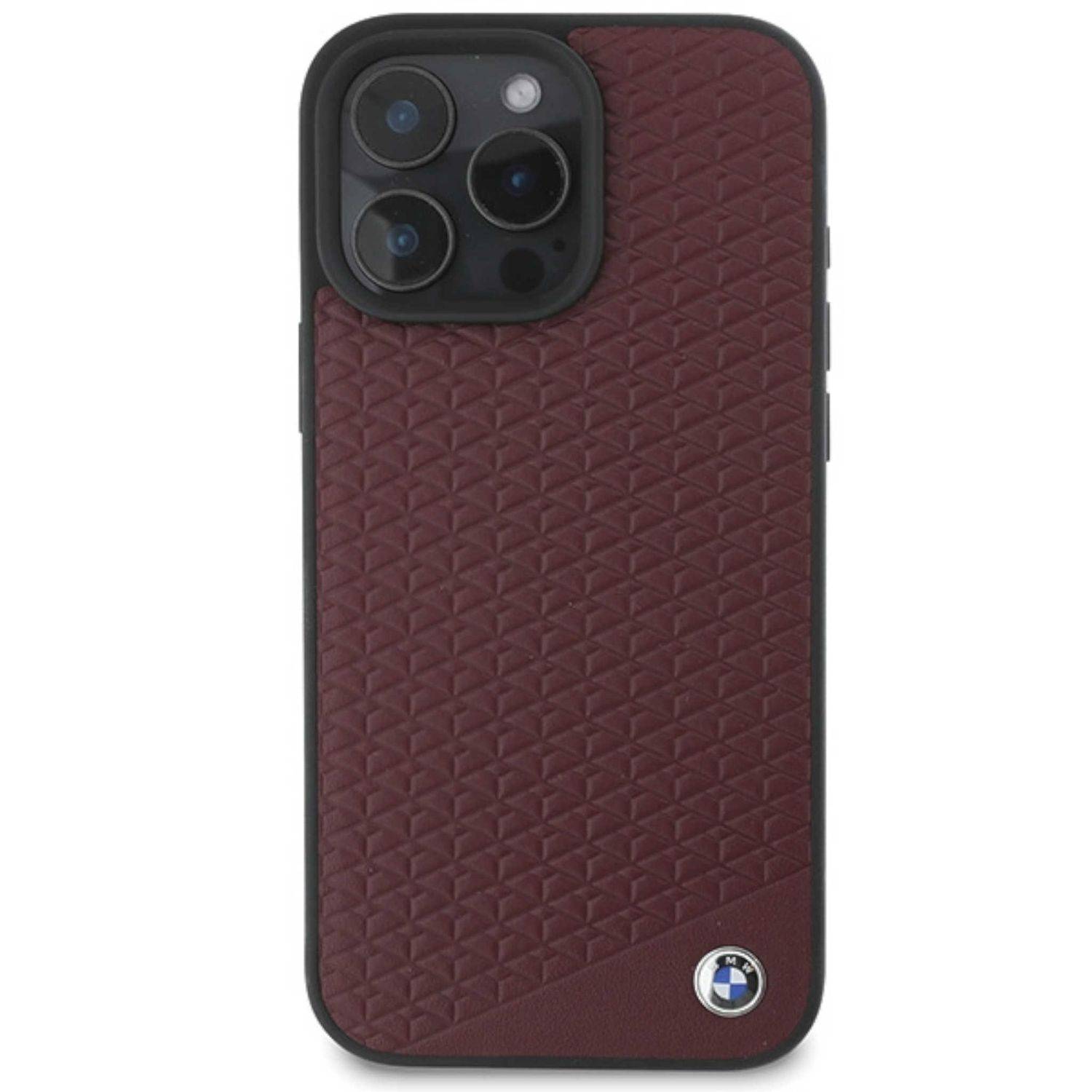 BMW Apple iPhone 16 Pro Max Leather Diamond Metal Logo MagSafe Case