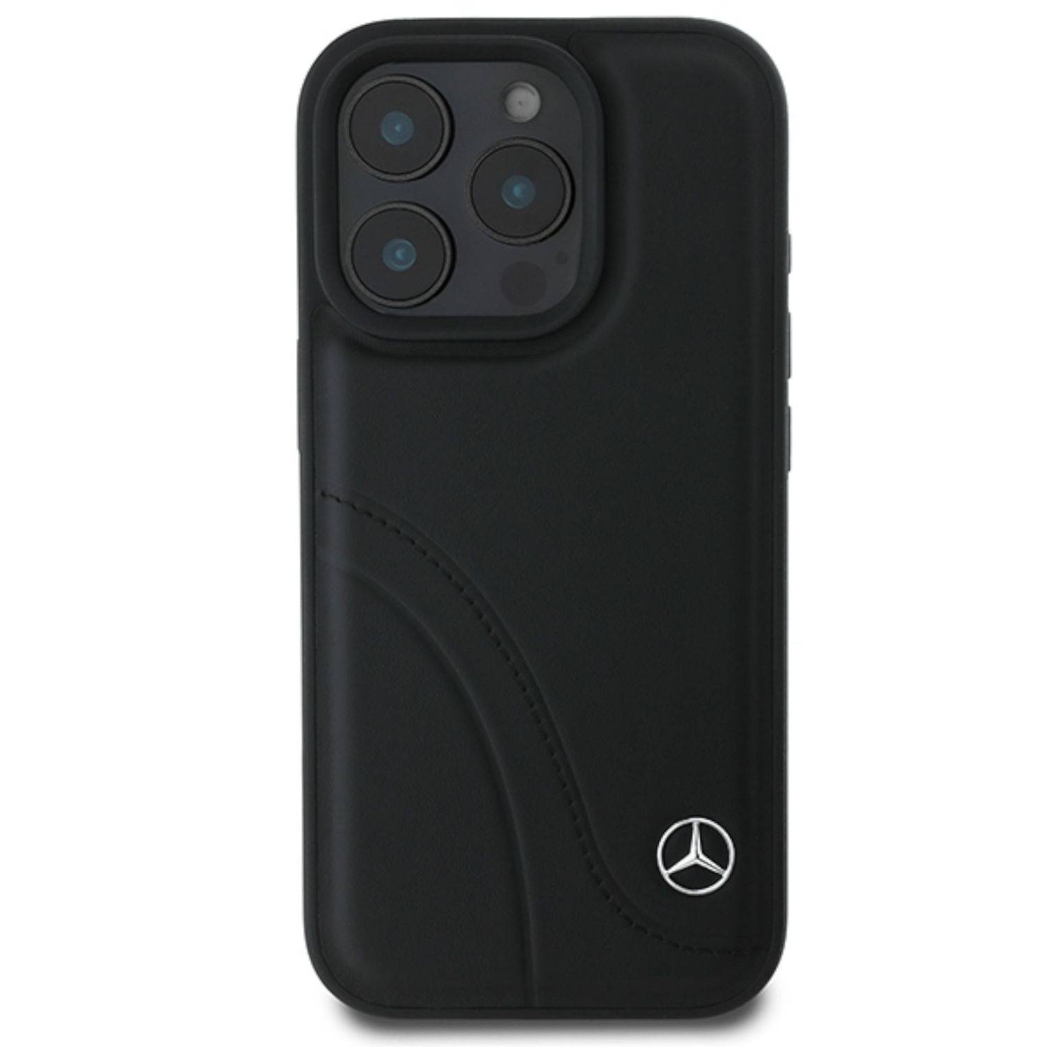 Mercedes Apple iPhone 16 Pro Max Curved Stitches Leather Schutzhülle