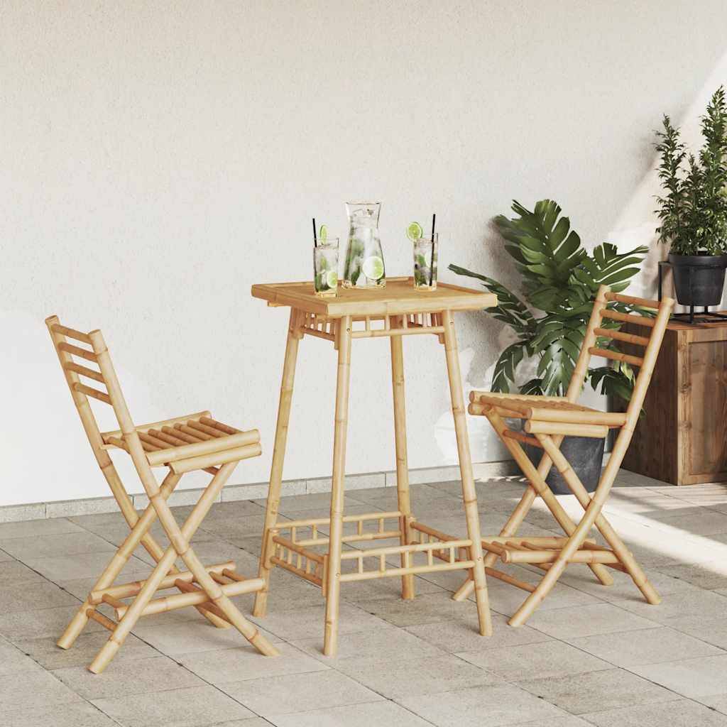 vidaXL 3-tlg. Outdoor-Bar-Set Klappbar Bambus