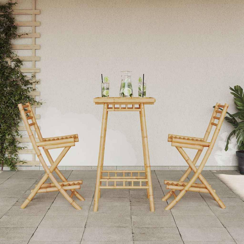 vidaXL Outdoor-Barhocker mit Fußstützen 2 Stk. Klappbar Bambus