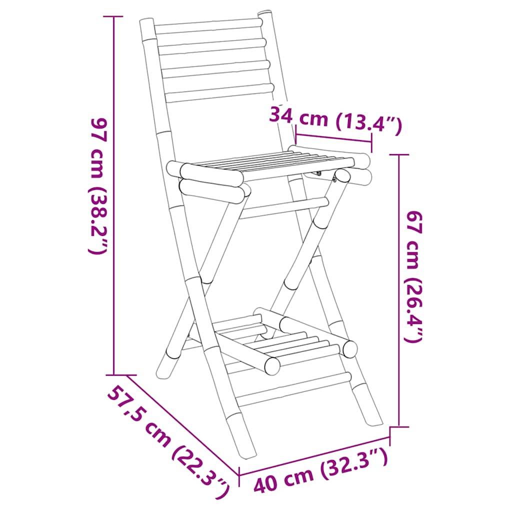 vidaXL Outdoor-Barhocker mit Fußstützen 2 Stk. Klappbar Bambus