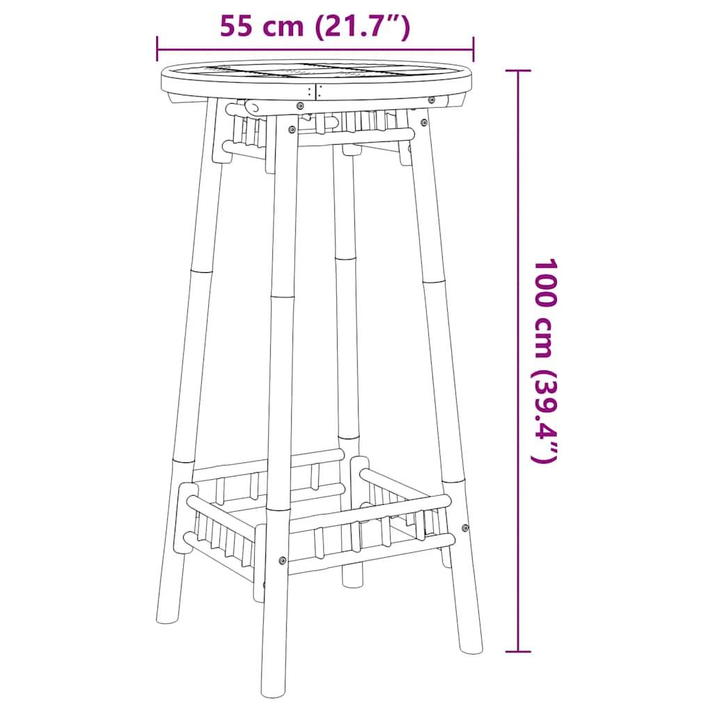 vidaXL Garten-Bartisch Rund Ø55x100 cm Bambus