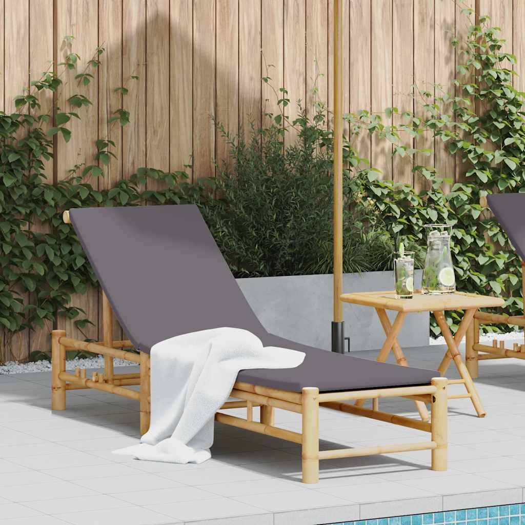 vidaXL Sonnenliege mit Auflage 55x199x30 cm Bambus