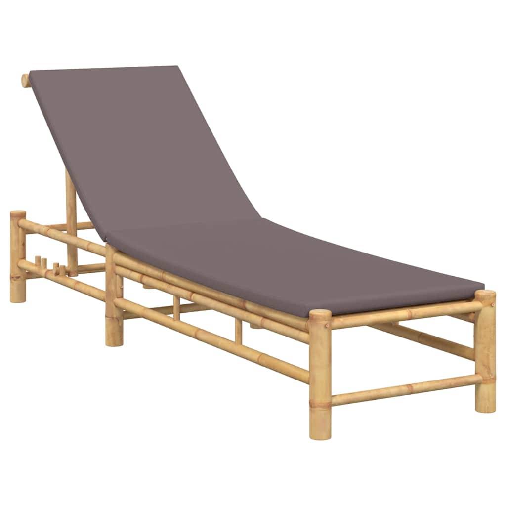 vidaXL Sonnenliege mit Auflage 55x199x30 cm Bambus