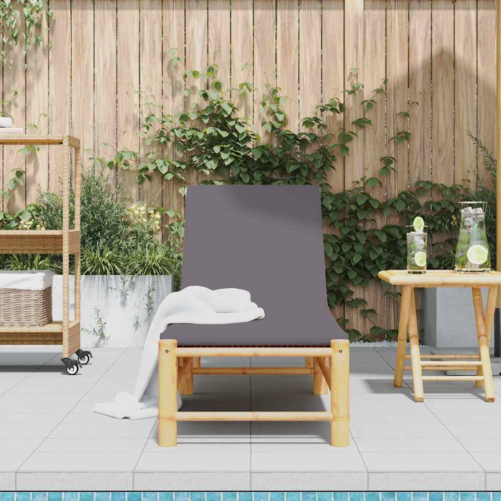 vidaXL Sonnenliege mit Auflage 55x199x30 cm Bambus