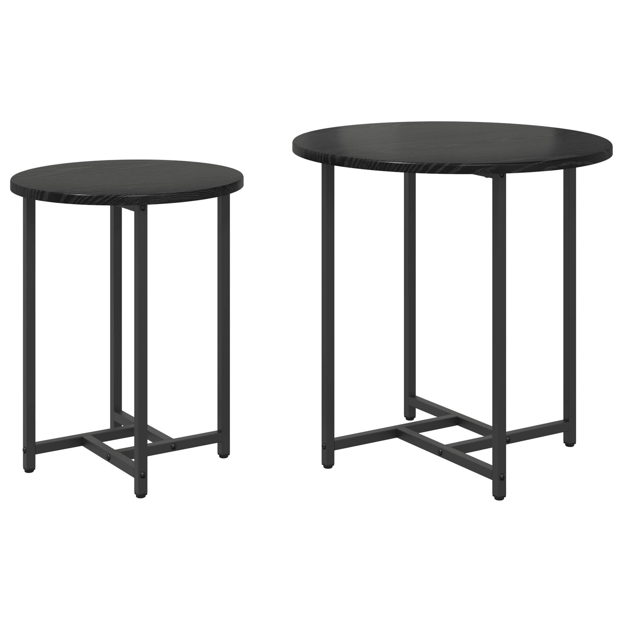 vidaXL Beistelltische 2 Stk. Schwarz Eiche und Metall