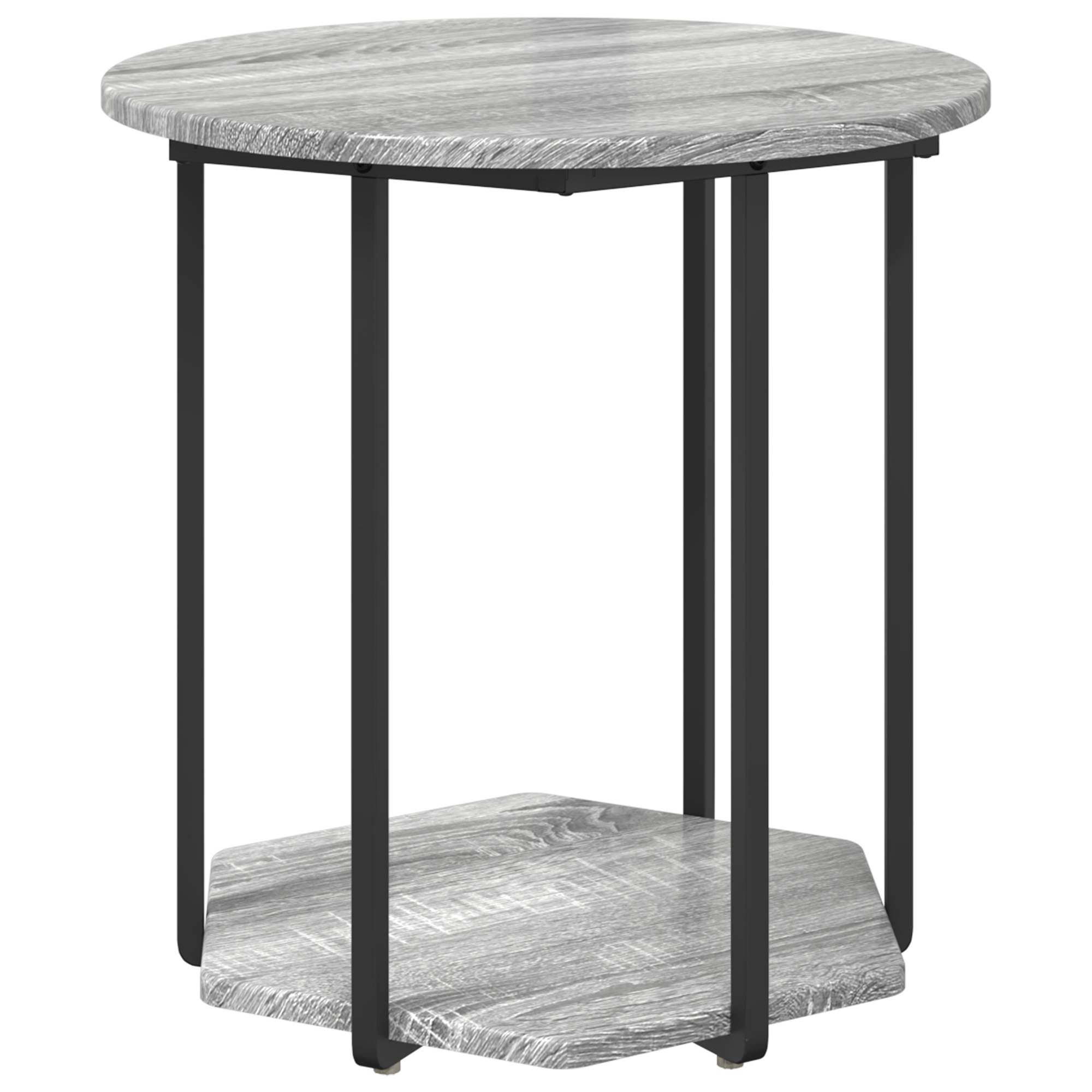 vidaXL Beistelltische 2 Stk. Grau Sonoma Holzwerkstoff und Metall