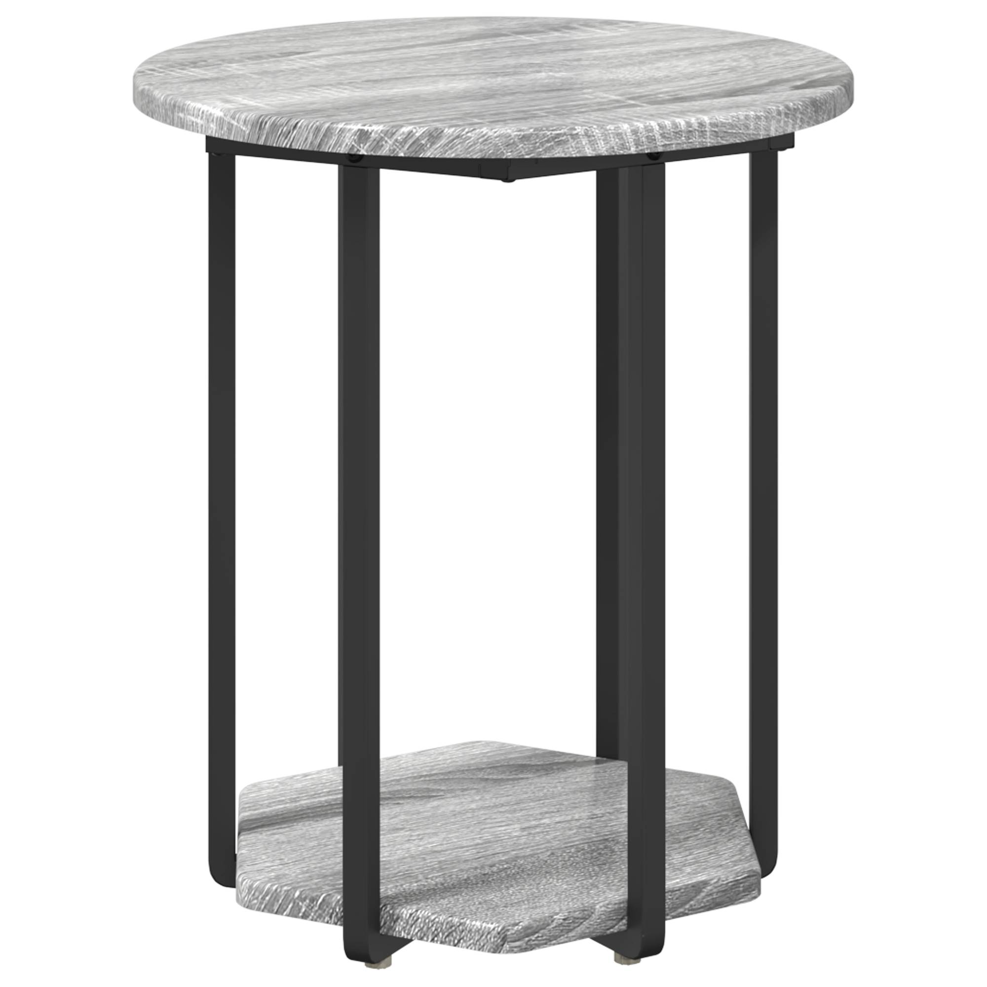 vidaXL Beistelltische 2 Stk. Grau Sonoma Holzwerkstoff und Metall