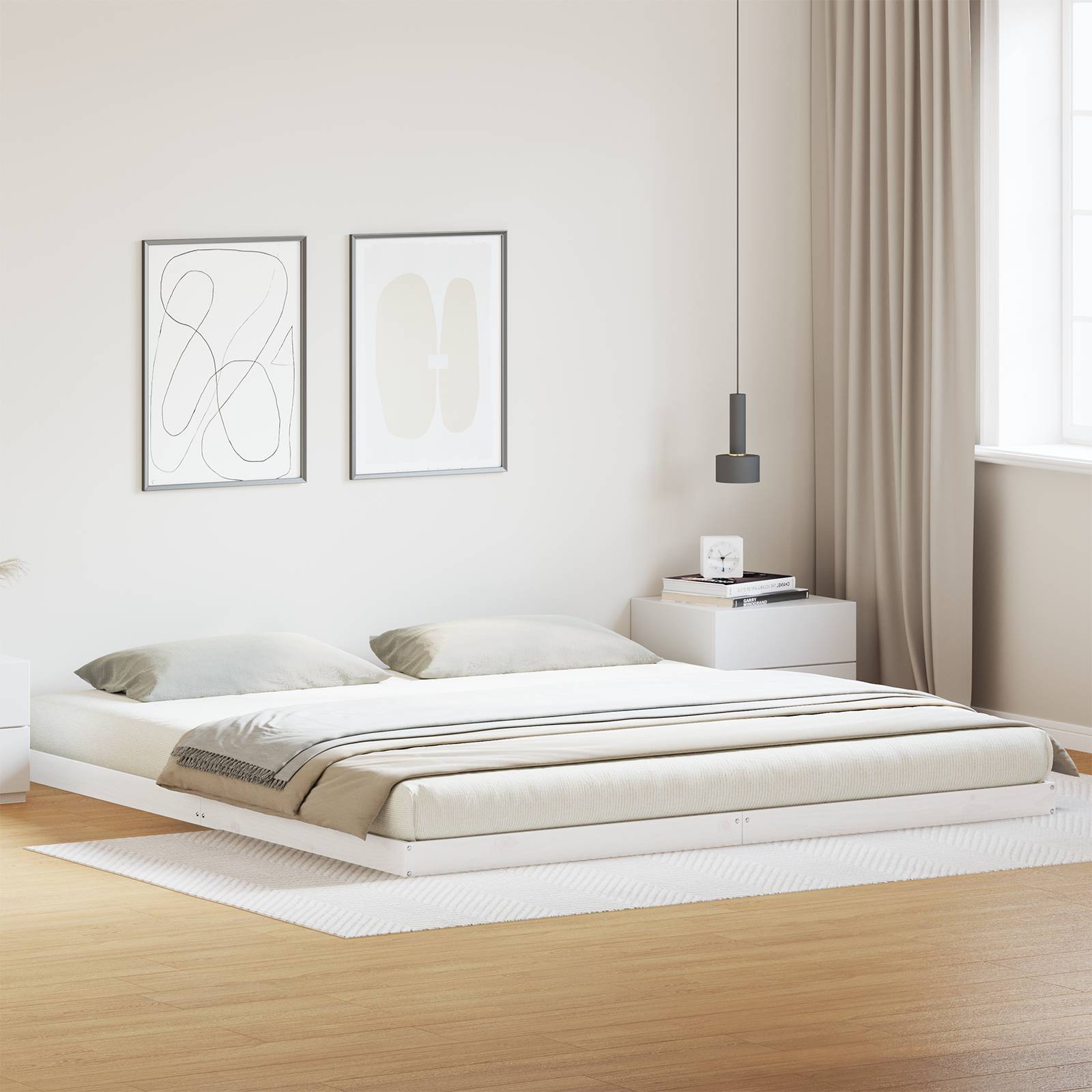 vidaXL Bodenbett 200x210 cm Massivholz Kiefer