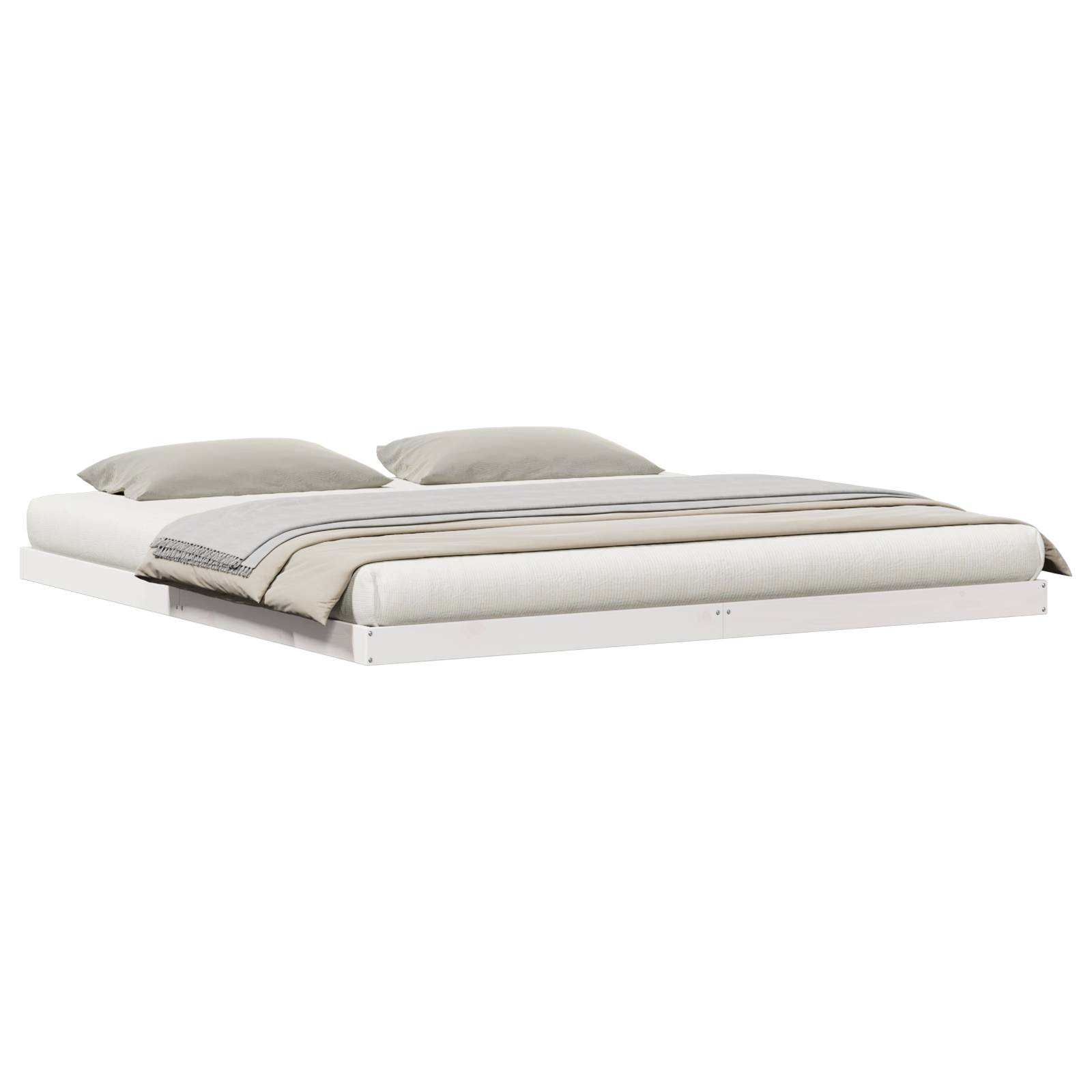 vidaXL Bodenbett Weiß 180x220 cm Massivholz Kiefer