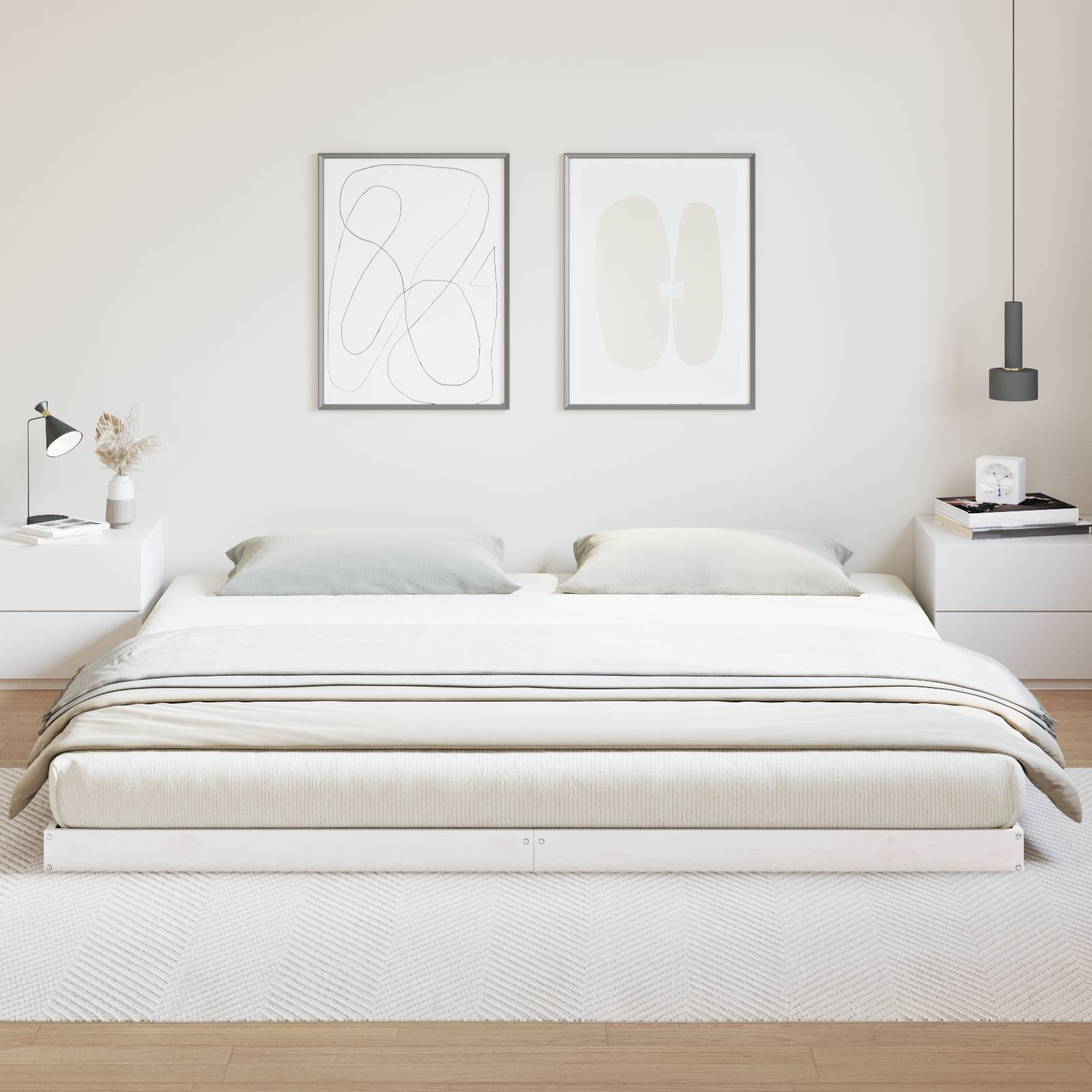 vidaXL Bodenbett 200x210 cm Massivholz Kiefer