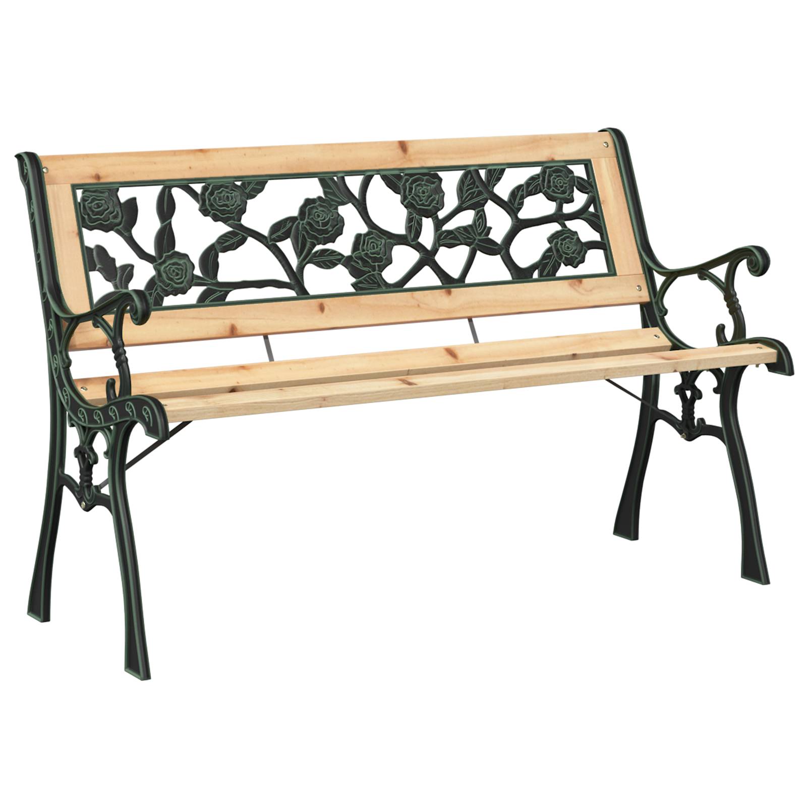 vidaXL Gartenbank mit Rosenmuster 116 cm Holz