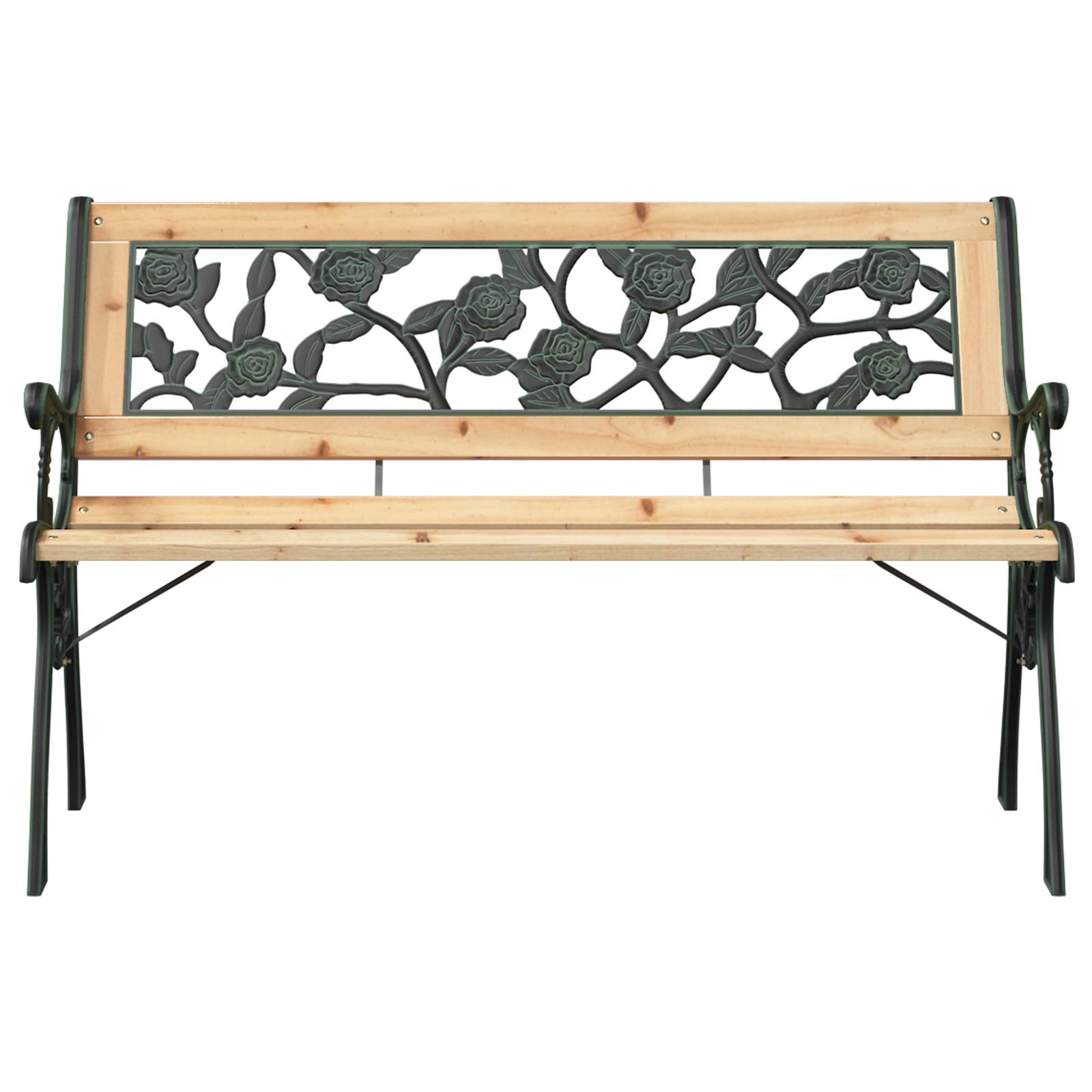 vidaXL Gartenbank mit Rosenmuster 116 cm Holz