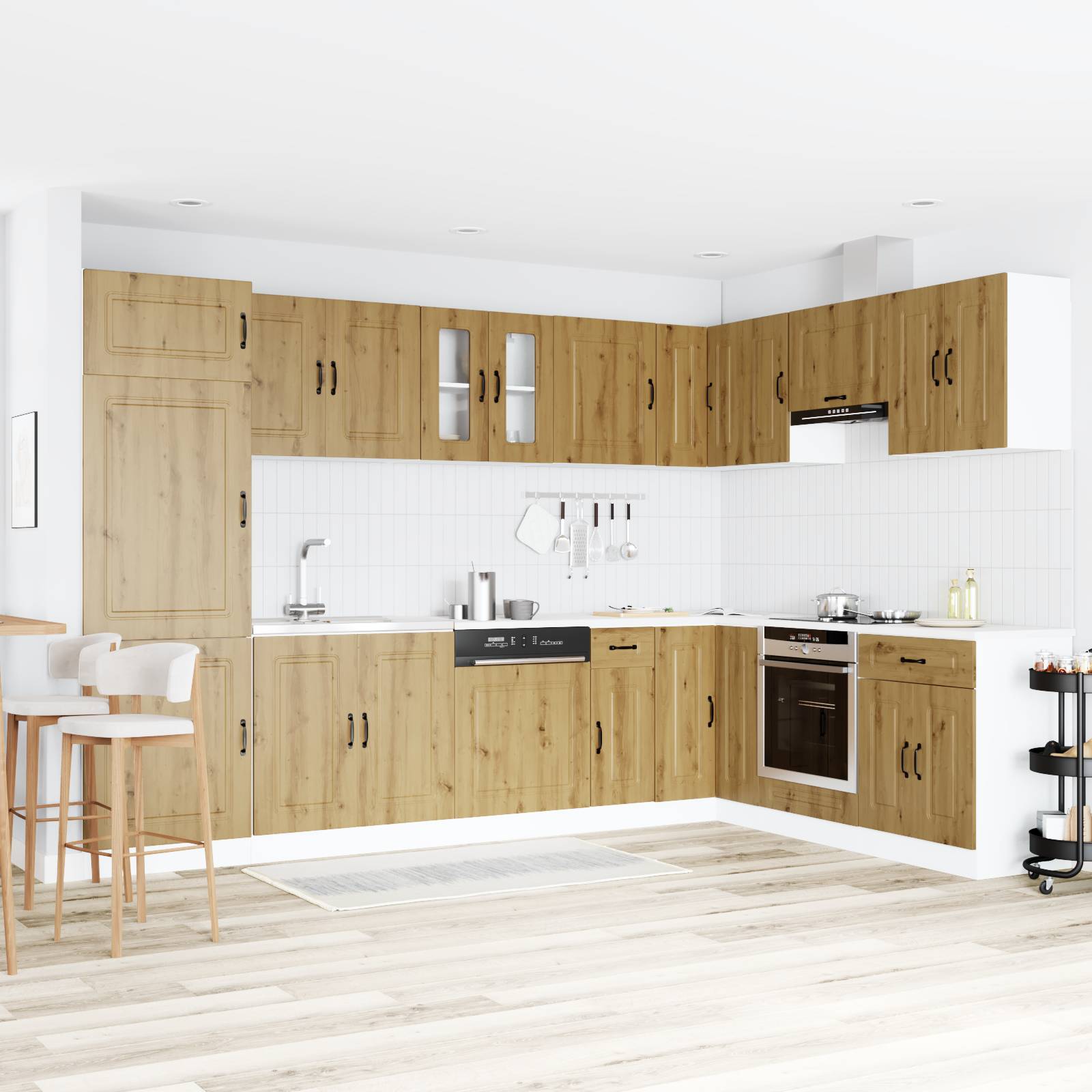 vidaXL Küchenschrank Kalmar Doppelbecken Artisan Eiche Holzwerkstoff