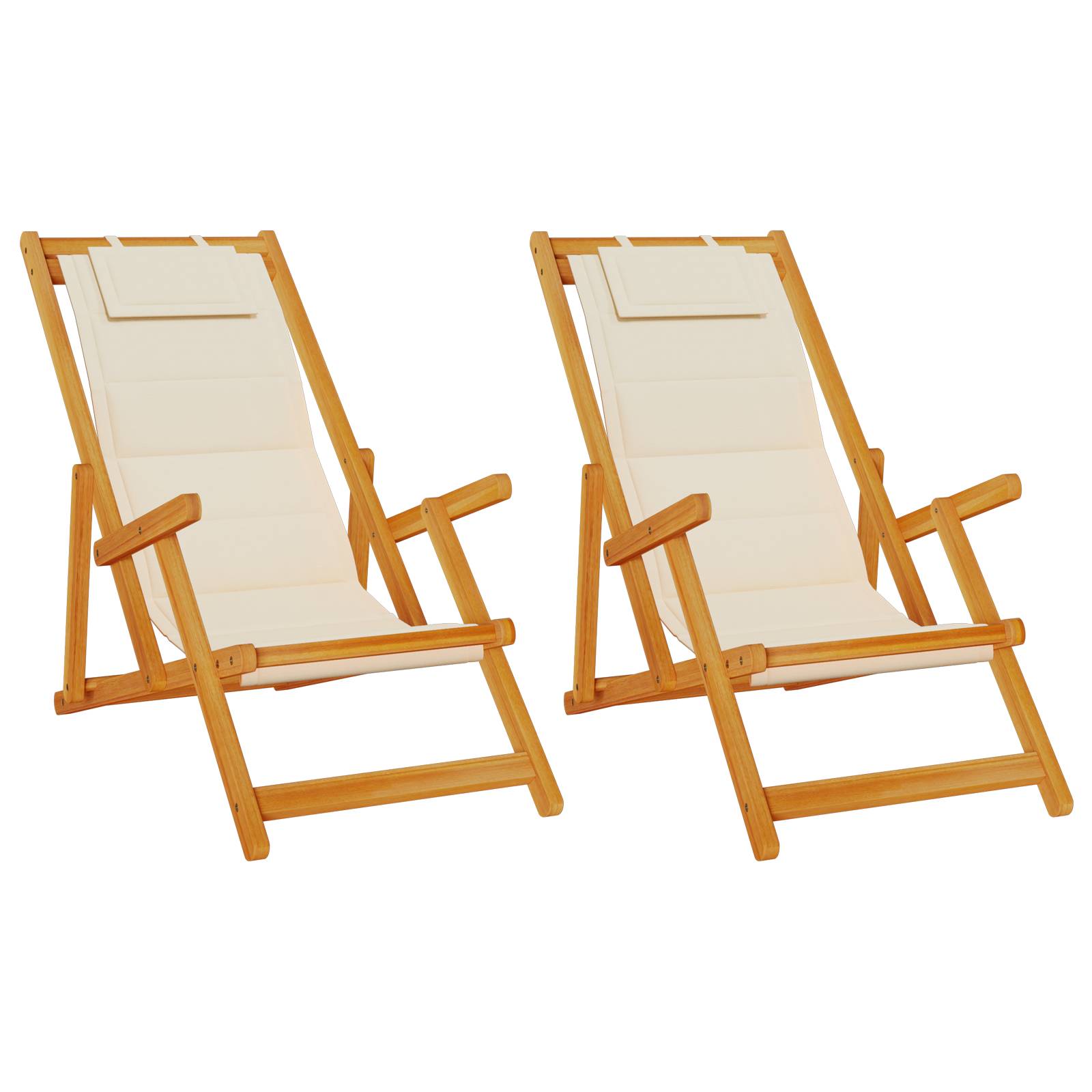 vidaXL Strandstühle 2 Stk. Klappbar Creme Akazienholz & Textilene