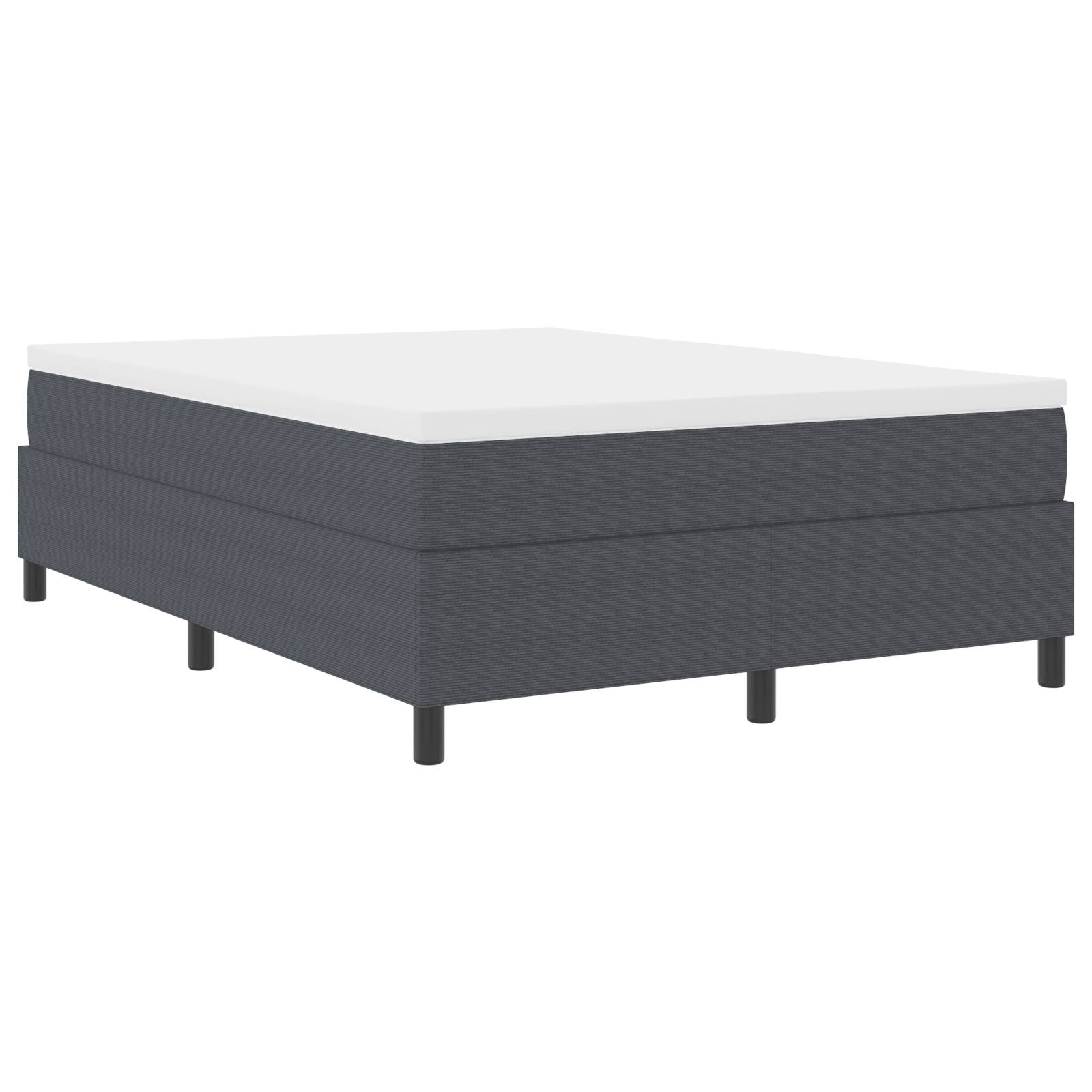 vidaXL Boxspringbett mit Matratze in Dunkelgrau, 140x200 cm, aus Cordstoff.