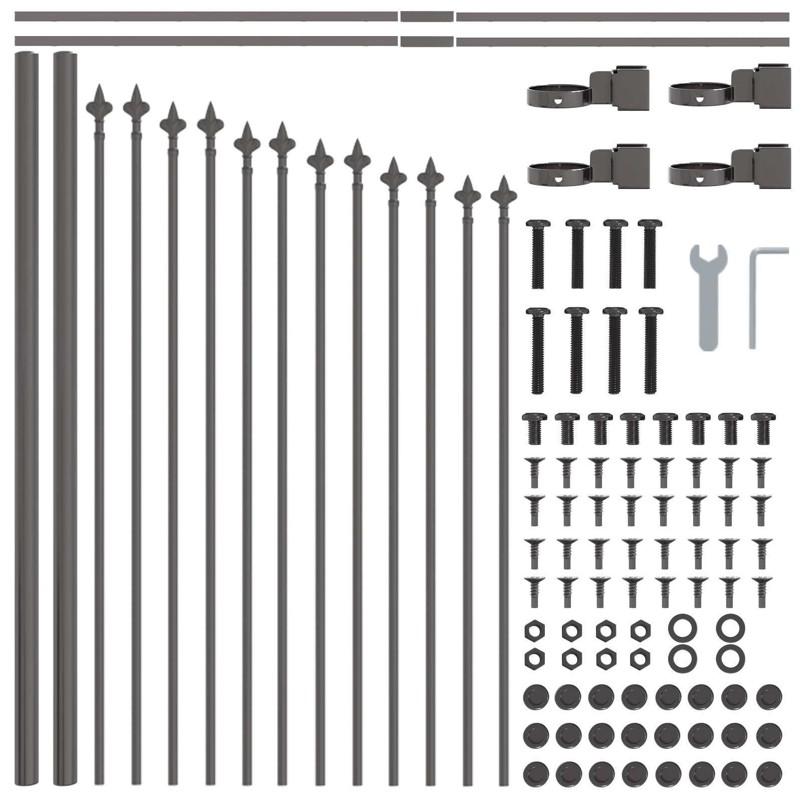 vidaXL Gartenzaun mit Bogenoberteil Grau 6,8x0,75 m Stahl
