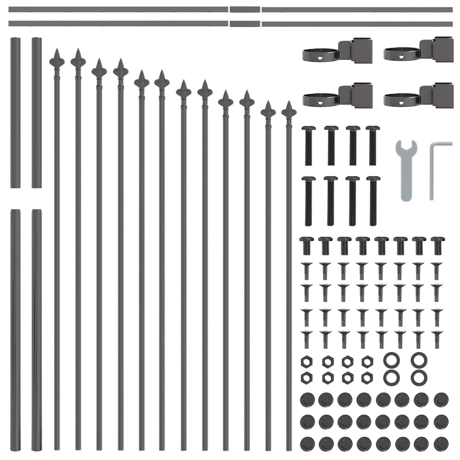 vidaXL Gartenzaun mit Bogenoberteil Grau 6,8x1 m Stahl