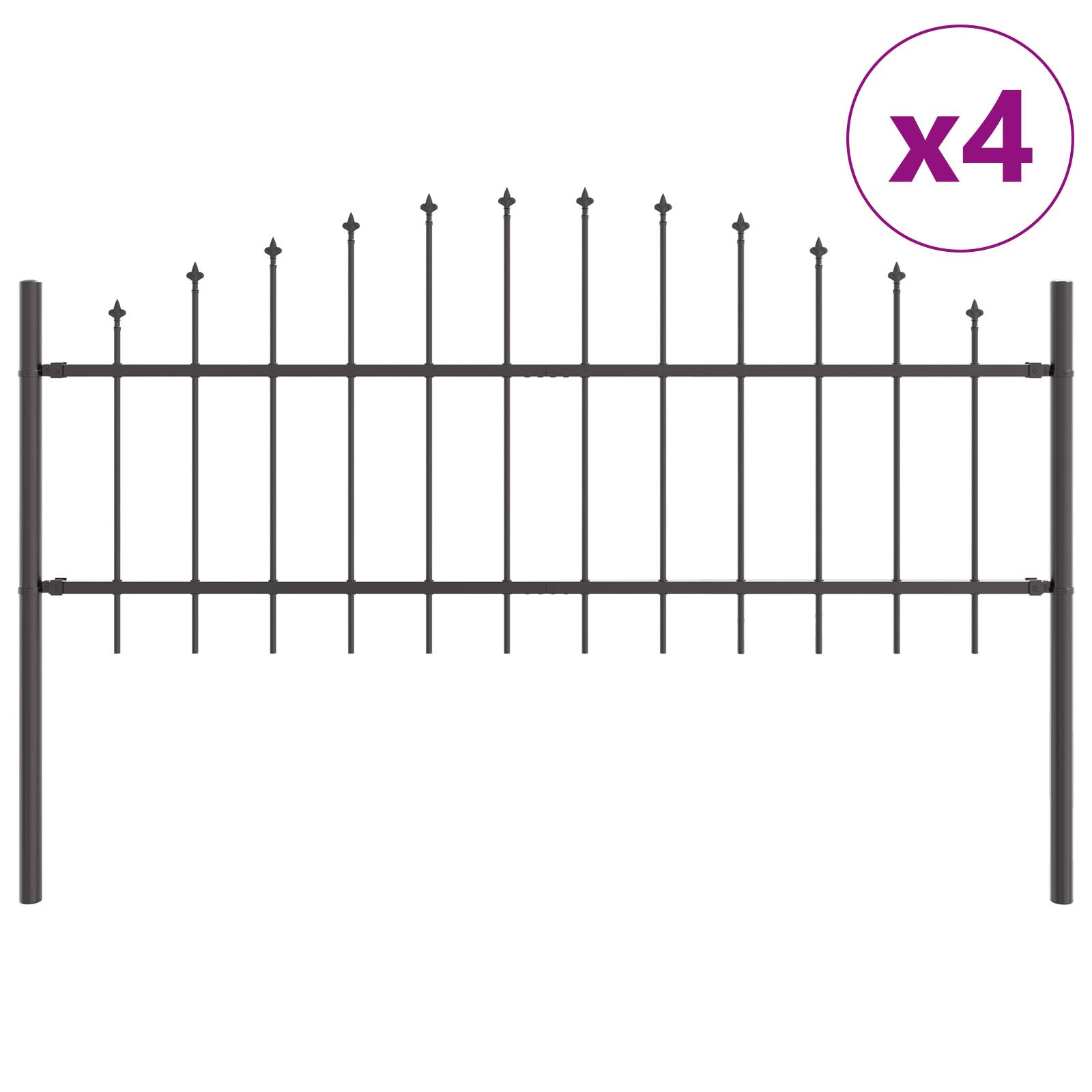 vidaXL Gartenzaun mit Bogenoberteil Grau 6,8x0,75 m Stahl