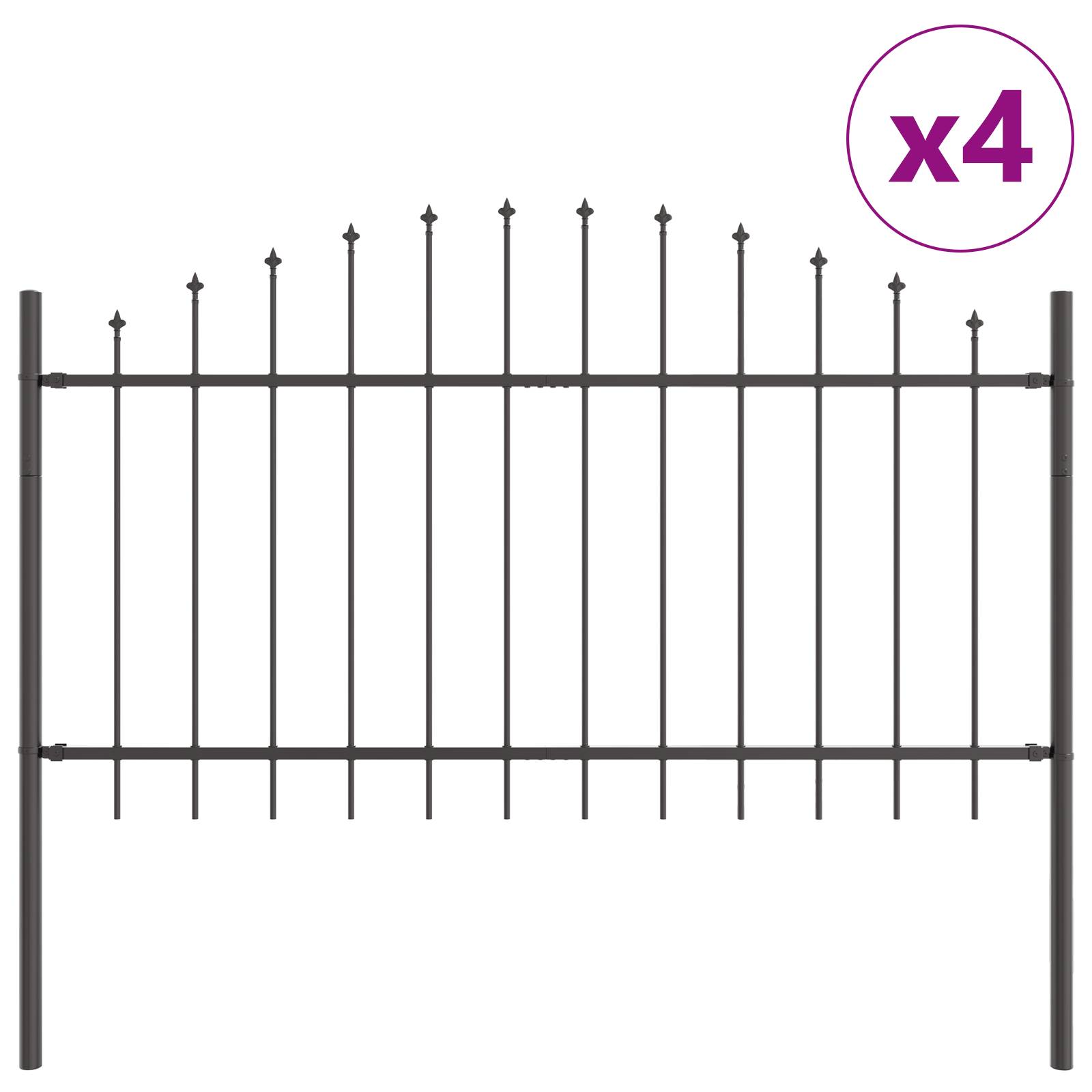 vidaXL Gartenzaun mit Bogenoberteil Grau 6,8x1 m Stahl