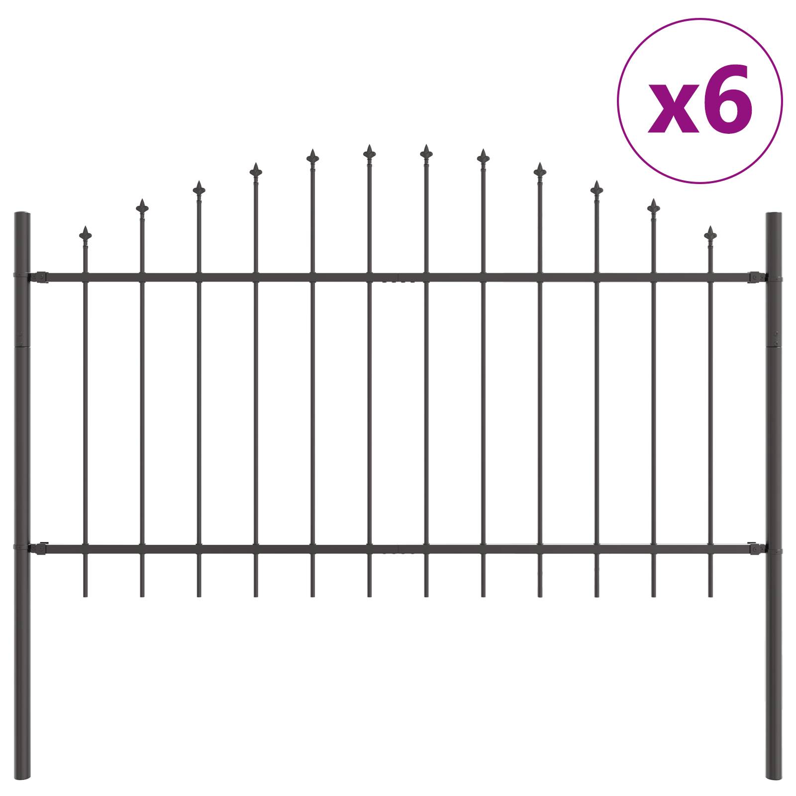 vidaXL Gartenzaun mit Bogenoberteil Grau 10,2x1 m Stahl